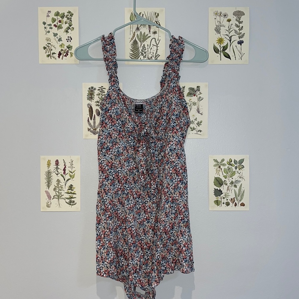 Cute Floral Print Cutout Romper